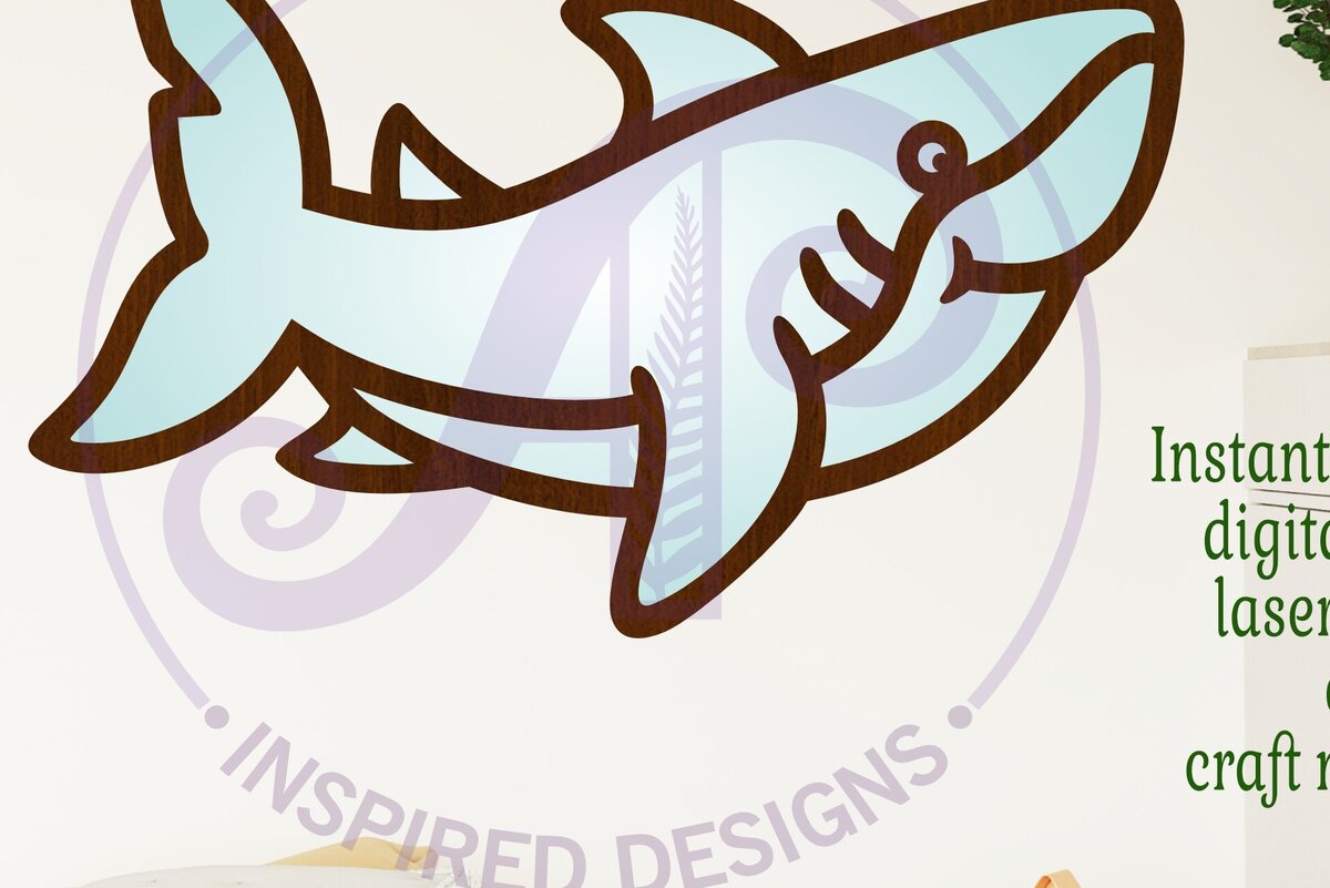 Σετ των 2 Intra απο ξύλο plywood 3mm-4mm πάχος – Shark Two Layer Cut out Wall Δίασταση  20x20 cm INTRAFABR-115336220