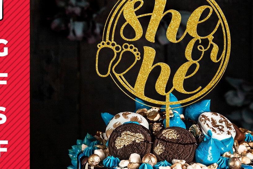 Σετ των 2 Intra απο ξύλο plywood 3mm-4mm πάχος – She or He Cake Topper Δίασταση  20x20 cm INTRAFABR-28976268