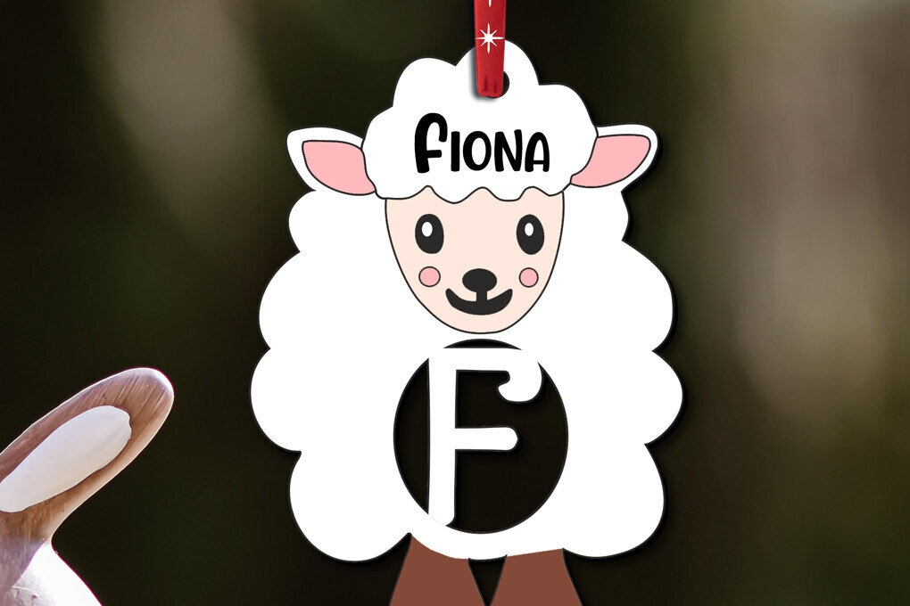 Σετ των 2 Intra απο ξύλο plywood 3mm-4mm πάχος – Προβατίνα Πασχαλινό Στολίδι Γράμμα F Lamb Δίασταση  20x20 cm INTRAFABR-112720400