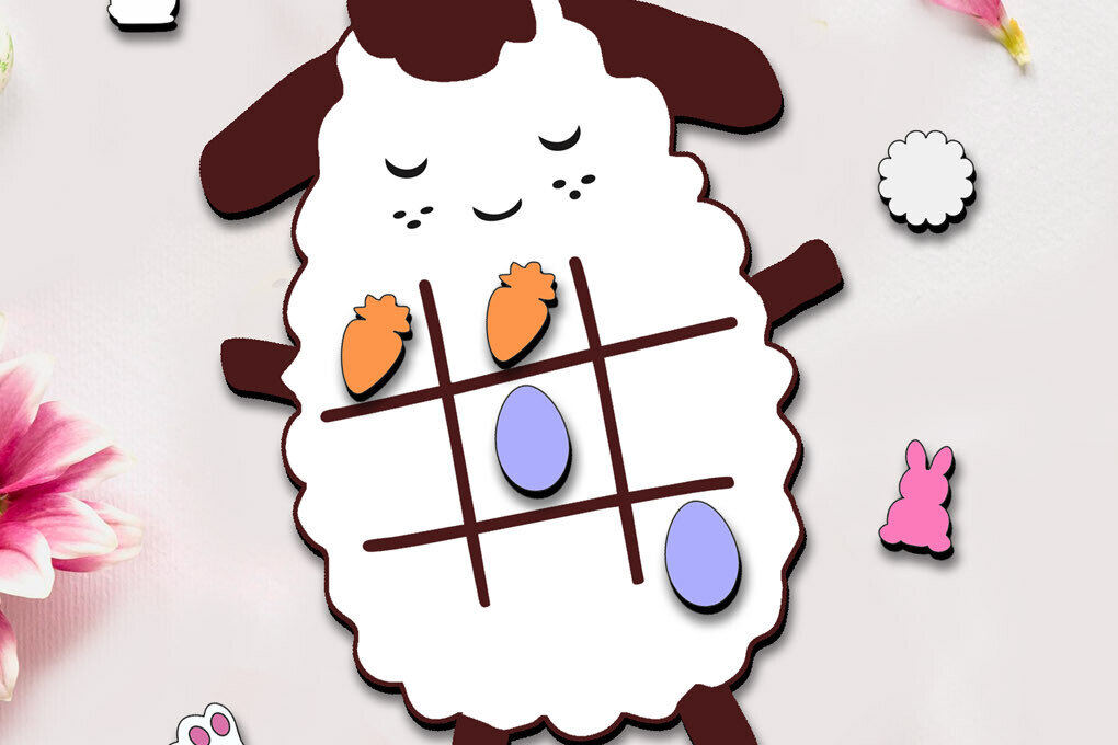 Σετ των 2 Intra απο ξύλο plywood 3mm-4mm πάχος – Πρόβατα Πάσχα Tic Tac Toe Παιδικό παιχνίδι Παιδί Δίασταση  20x20 cm INTRAFABR-114022886