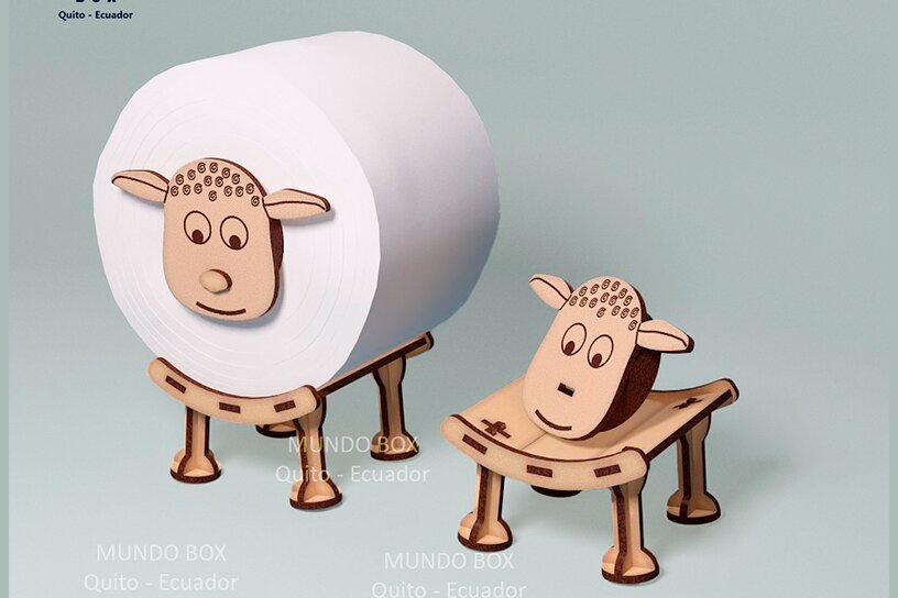 Σετ των 2 Intra απο ξύλο plywood 3mm-4mm πάχος – Sheep for Toilet Paper, Lamb Dgtl Files. Δίασταση  20x20 cm INTRAFABR-122414809