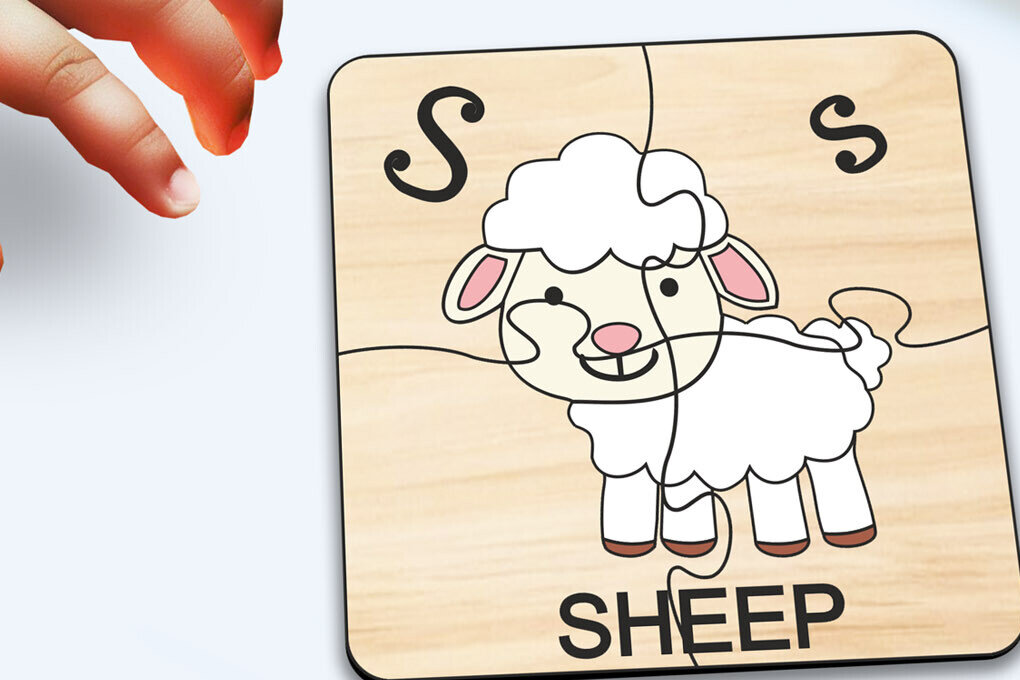 Σετ των 2 Intra απο ξύλο plywood 3mm-4mm πάχος – Sheep KPuzzle Baby Παιχνίδι Παιδί Παίξτε Δίασταση  20x20 cm INTRAFABR-117586083