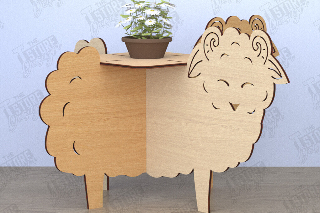 Σετ των 2 Intra απο ξύλο plywood 3mm-4mm πάχος – Στάση για γλάστρα σε σχήμα προβάτου|Διακόσμηση σπιτιού Δίασταση  20x20 cm INTRAFABR-119248798