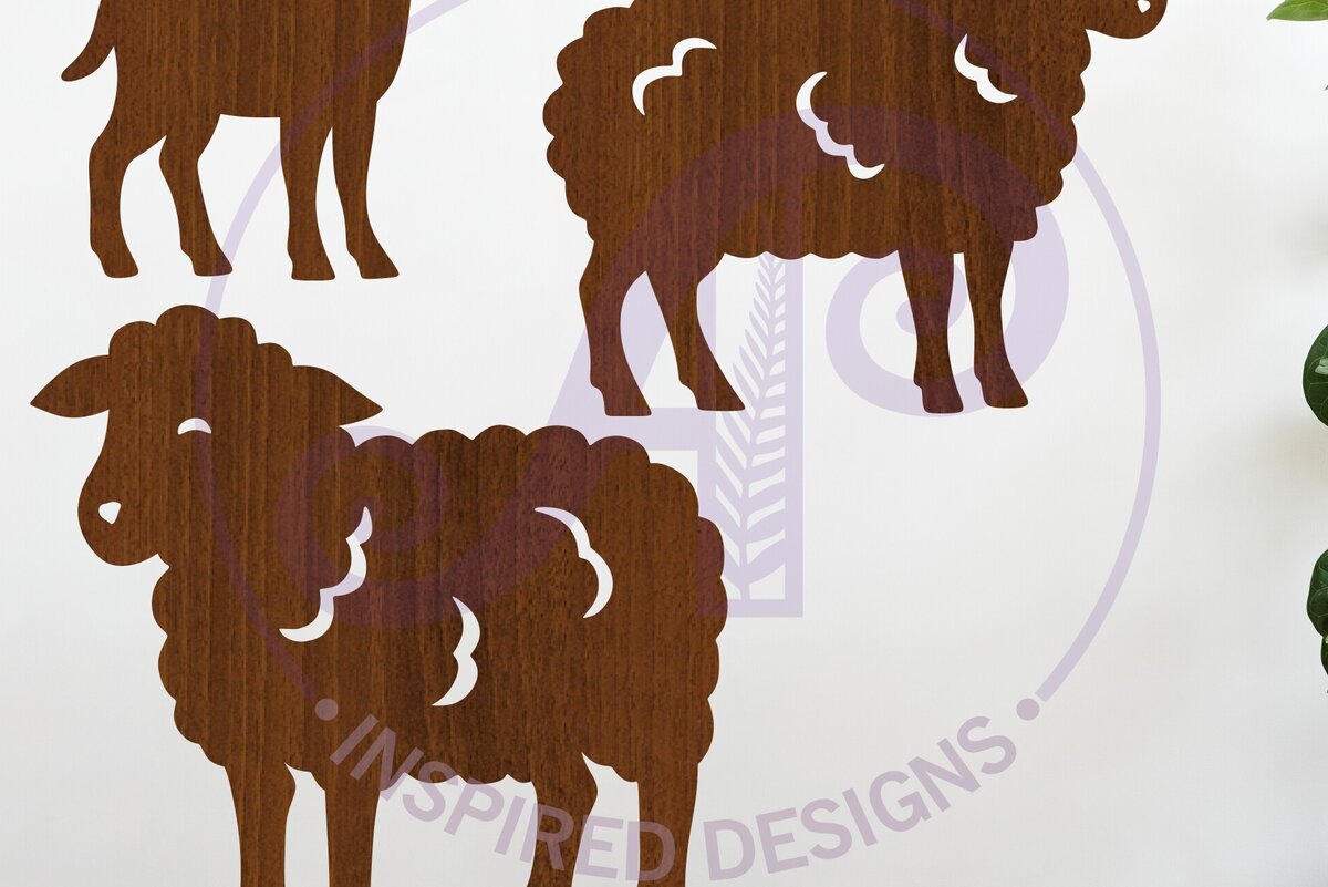 Σετ των 2 Intra απο ξύλο plywood 3mm-4mm πάχος – Αρχείο με λέιζερ σιλουέτα προβάτου Δίασταση  20x20 cm INTRAFABR-124429166