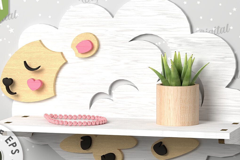 Intra απο ξύλο plywood 3mm-4mm πάχος –  κοπής με λέιζερ ραφιών τοίχου προβάτου Δίασταση  40x30 cm INTRAFABR-109866656