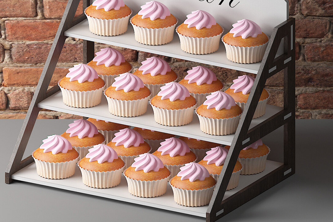 Σετ των 2 Intra απο ξύλο plywood 3mm-4mm πάχος – Βάση επίδειξης ράφι λιανικής Cupcake 319 Δίασταση  20x20 cm INTRAFABR-57799641