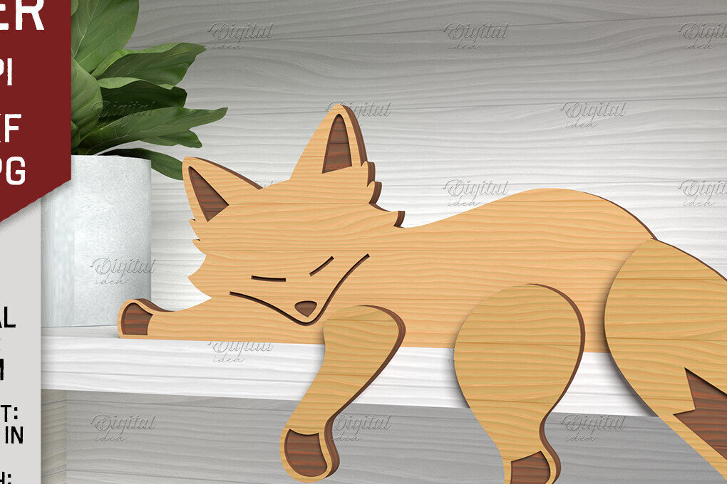 Σετ των 2 Intra απο ξύλο plywood 3mm-4mm πάχος – Shelf Sitters Fox. Fox Δίασταση  20x20 cm INTRAFABR-86428933