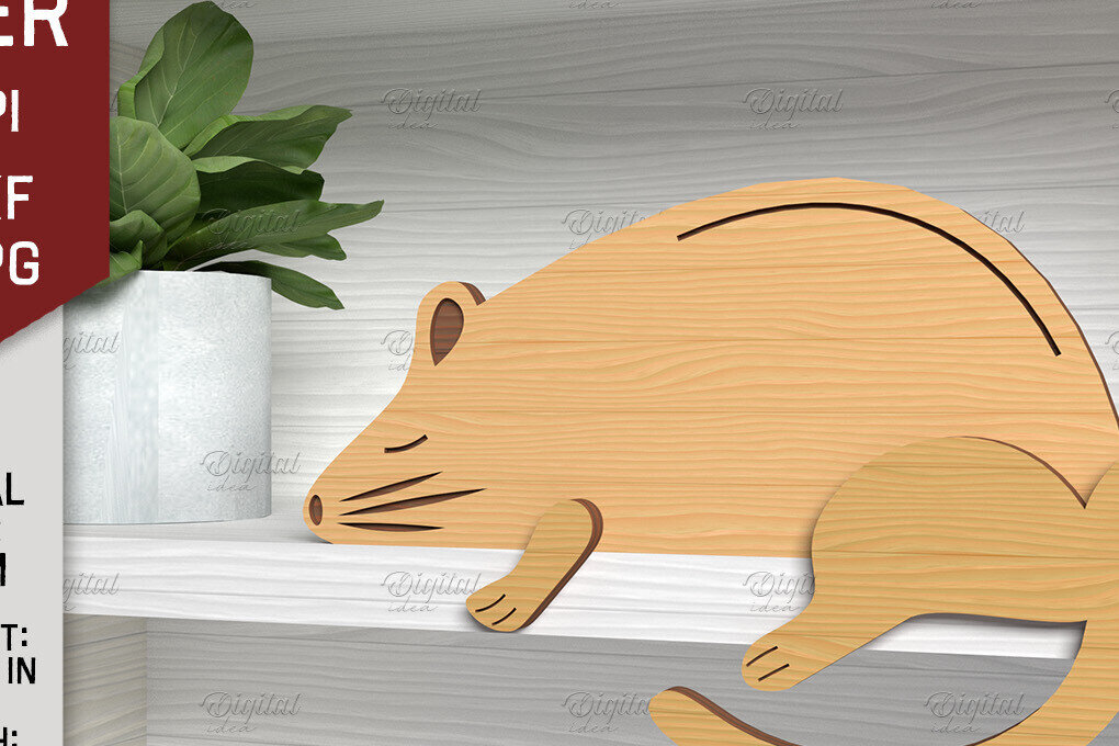 Σετ των 2 Intra απο ξύλο plywood 3mm-4mm πάχος – Shelf Sitters Mouse Cut Laser. Ποντίκι Δίασταση  20x20 cm INTRAFABR-86429066