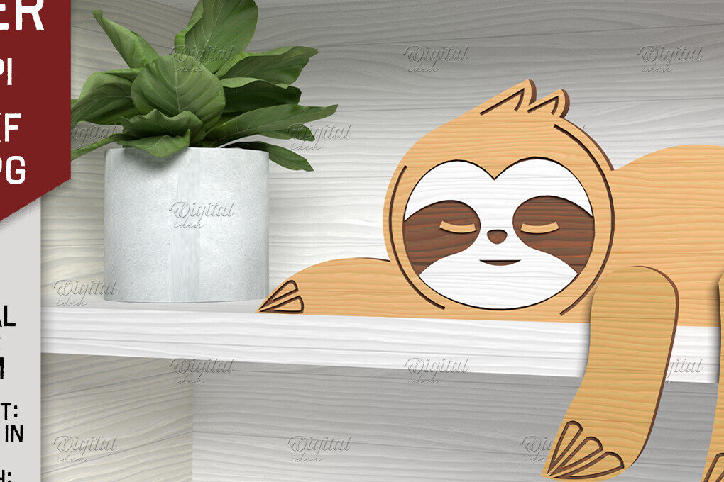 Σετ των 2 Intra απο ξύλο plywood 3mm-4mm πάχος – Shelf Sitters Sloth. Sloth Δίασταση  20x20 cm INTRAFABR-86428712