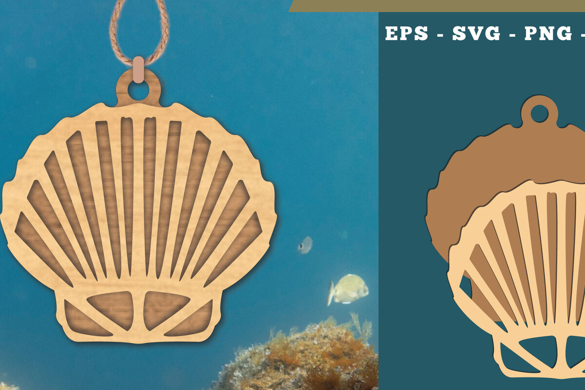 Σετ των 2 Intra απο ξύλο plywood 3mm-4mm πάχος – Στολίδι κοπής με λέιζερ Shell 1 Δίασταση  20x20 cm INTRAFABR-112012856