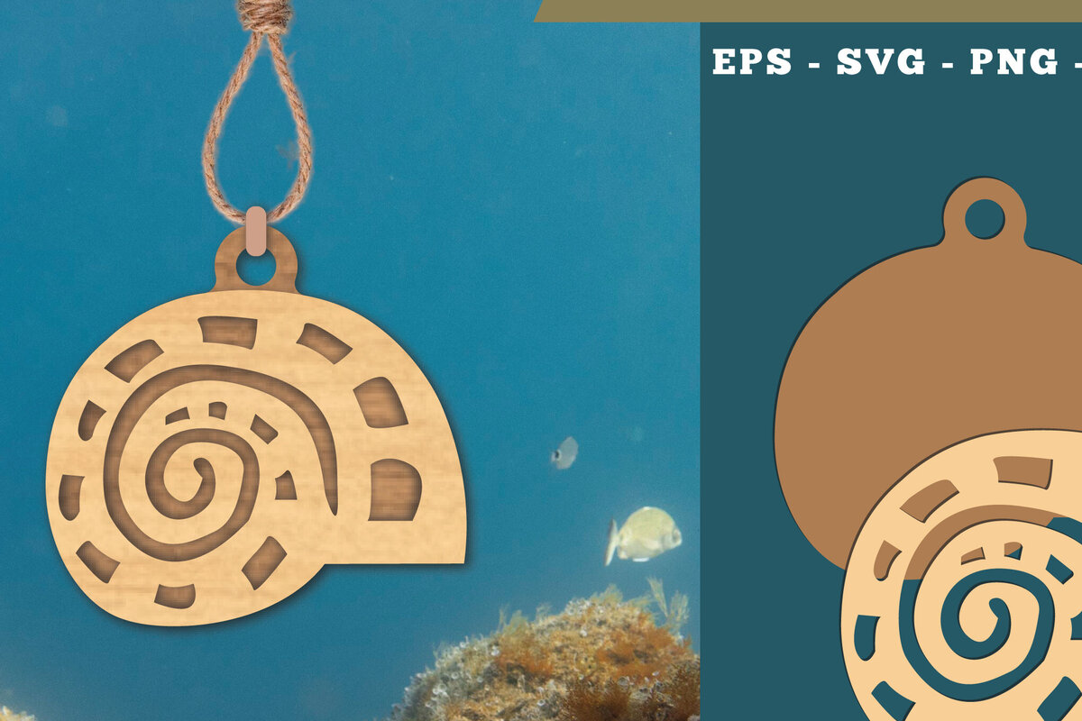 Σετ των 2 Intra απο ξύλο plywood 3mm-4mm πάχος – Στολίδι κοπής με λέιζερ Shell 2 Δίασταση  20x20 cm INTRAFABR-112012875