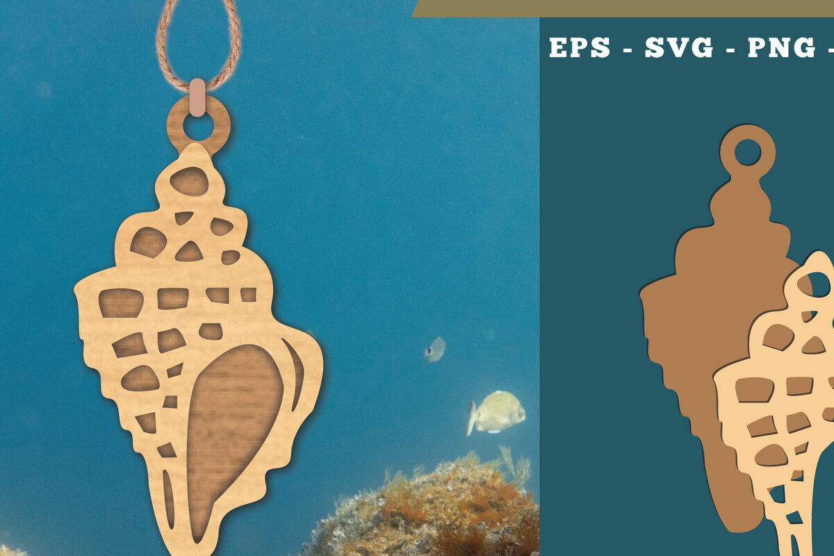 Σετ των 2 Intra απο ξύλο plywood 3mm-4mm πάχος – Στολίδι κοπής με λέιζερ Shell 3 Δίασταση  20x20 cm INTRAFABR-112012887