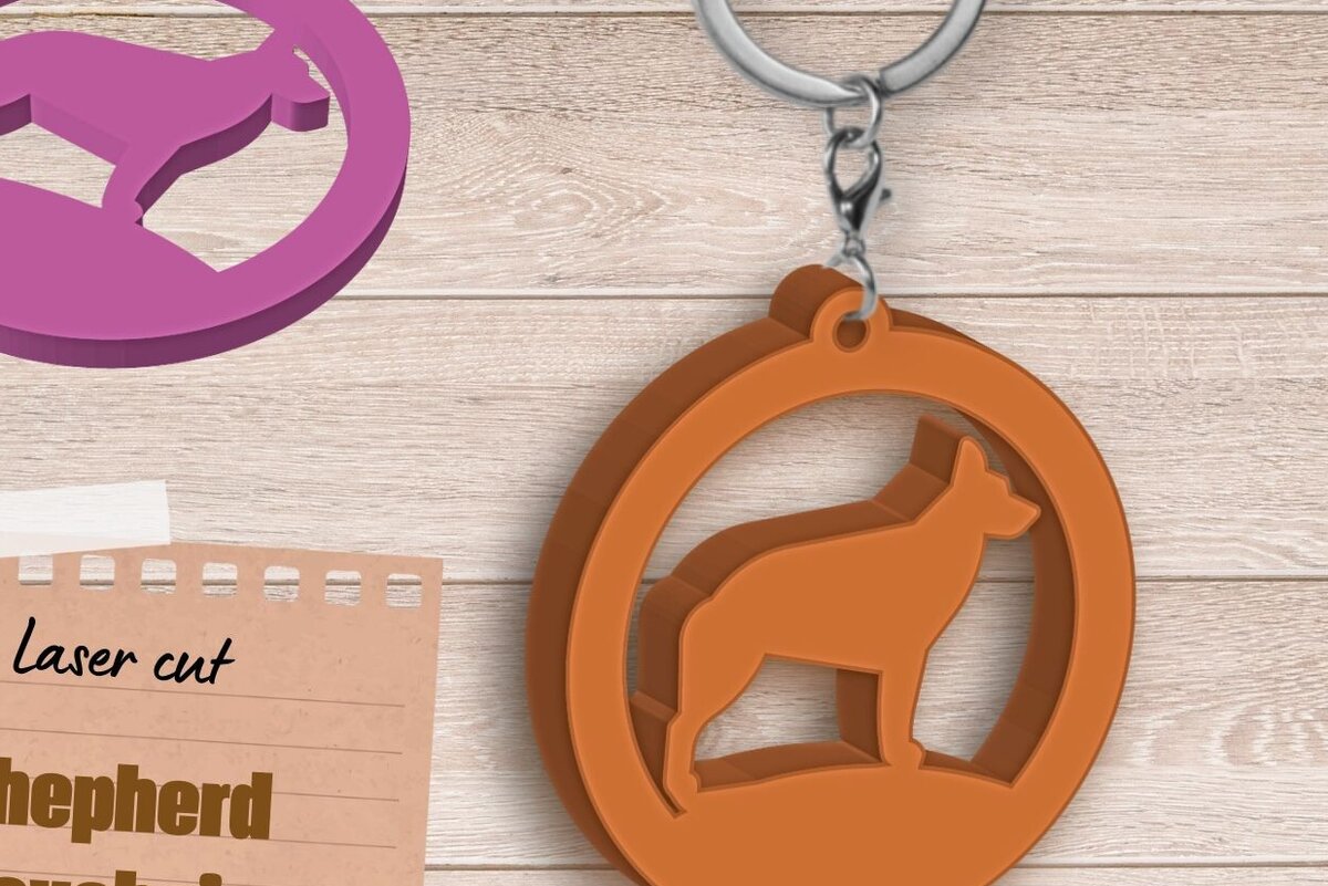 Σετ των 3 Intra απο ξύλο plywood 3mm-4mm πάχος – Μπρελόκ Shepherd Dog, Dog Lover Charm Δίασταση  5x5 cm INTRAFABR-89805029