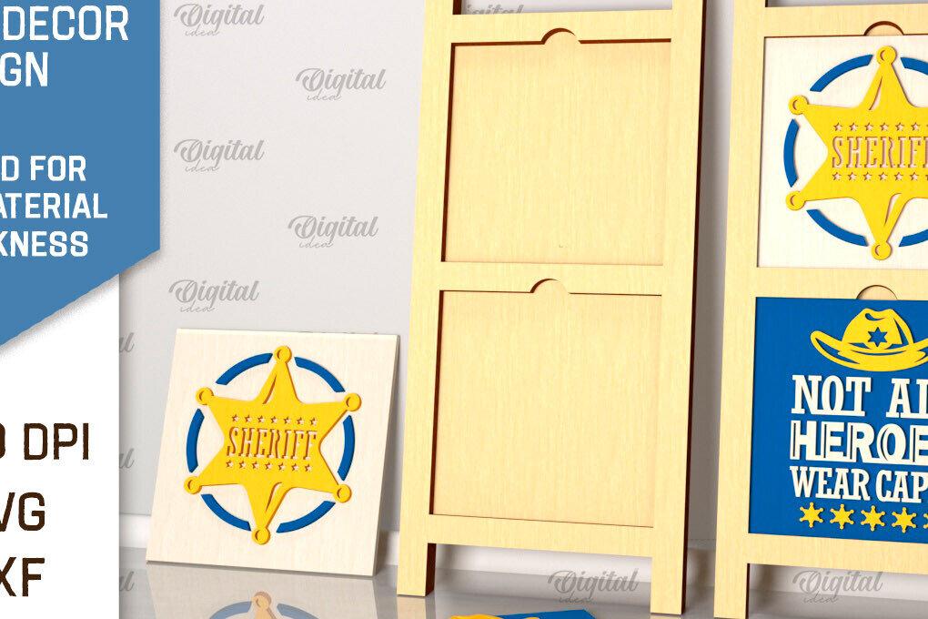 Σετ των 2 Intra απο ξύλο plywood 3mm-4mm πάχος – Σημάδι Σερίφη. Επαγγελματική Δίασταση  20x20 cm INTRAFABR-102036293