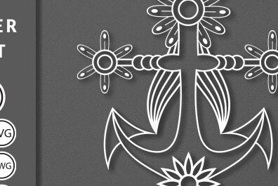 Σετ των 2 Intra απο ξύλο plywood 3mm-4mm πάχος – Ship Anchor. Δίασταση  20x20 cm INTRAFABR-39313337