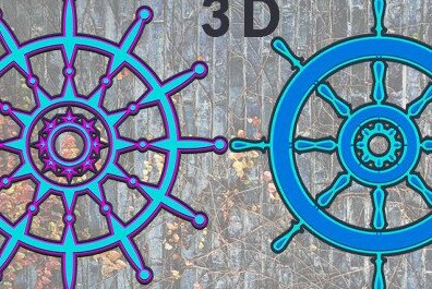 Σετ των 2 Intra απο ξύλο plywood 3mm-4mm πάχος – Τρισδιάστατη κοπή λέιζερ τροχού πλοίου Δίασταση  20x20 cm INTRAFABR-34886287