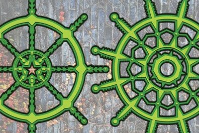 Σετ των 2 Intra απο ξύλο plywood 3mm-4mm πάχος – Τροχός πλοίου Ναυτική 3D Δίασταση  20x20 cm INTRAFABR-34886349