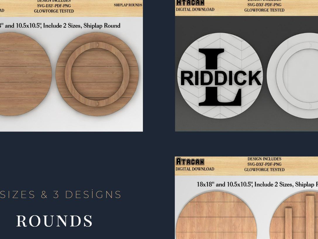 Σετ των 2 Intra απο ξύλο plywood 3mm-4mm πάχος – Shiplap Round Glowforge Score Lines Δίασταση  20x20 cm INTRAFABR-41728933