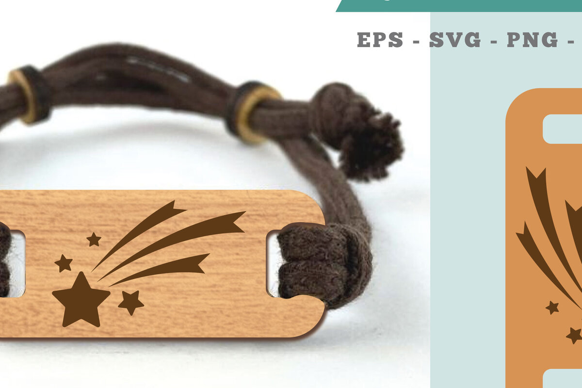 Σετ των 3 Intra απο ξύλο plywood 3mm-4mm πάχος – Βραχιόλι Shooting Star 2 Δίασταση  20x20 cm INTRAFABR-105090523