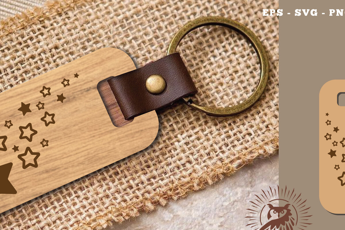 Σετ των 3 Intra απο ξύλο plywood 3mm-4mm πάχος – Μπρελόκ Shooting Stars με λέιζερ 1 Δίασταση  5x5 cm INTRAFABR-115708179