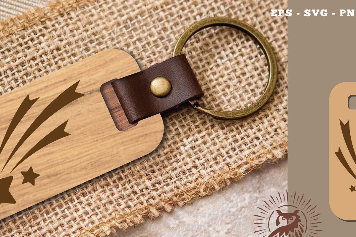 Σετ των 3 Intra απο ξύλο plywood 3mm-4mm πάχος – Μπρελόκ Shooting Stars2 Δίασταση  5x5 cm INTRAFABR-115708248