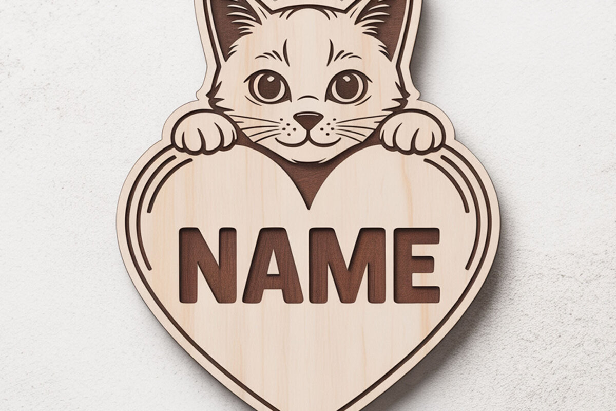 Σετ των 3 Intra απο ξύλο plywood 3mm-4mm πάχος – Μπρελόκ με όνομα σιαμέζας γάτας Δίασταση  5x5 cm INTRAFABR-122315289