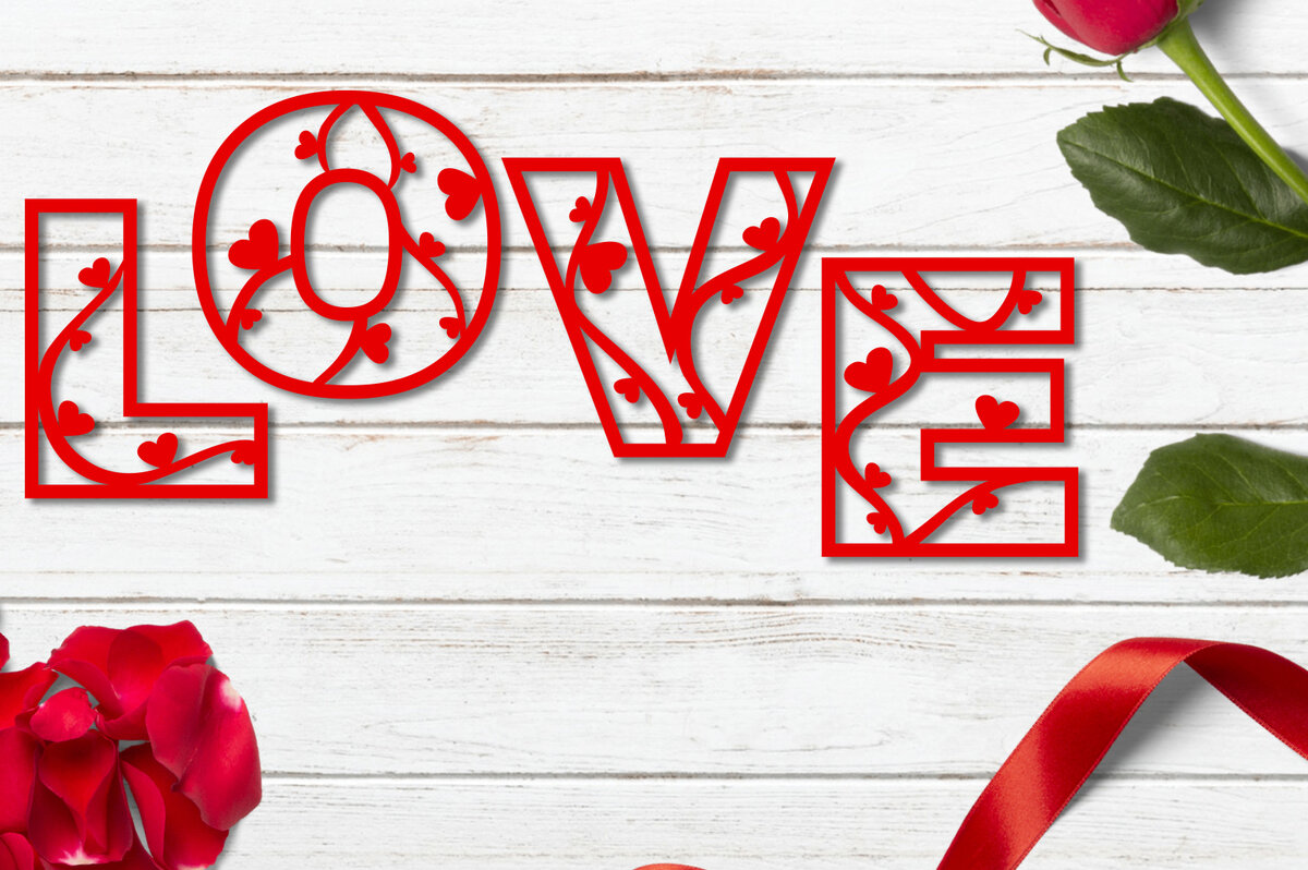 Σετ των 2 Intra απο ξύλο plywood 3mm-4mm πάχος – Σημάδι «Love» για την Δίασταση  20x20 cm INTRAFABR-4397251