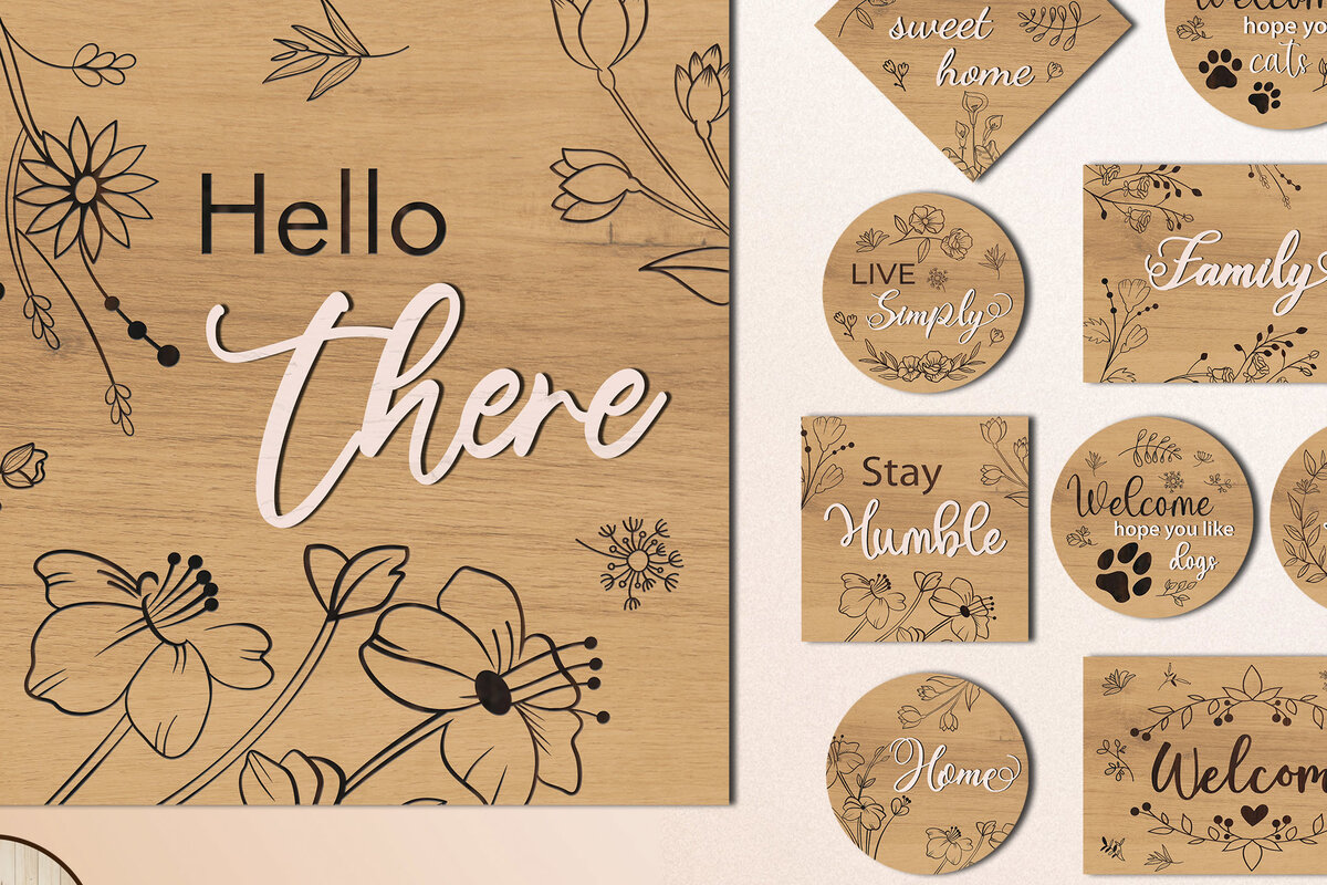 Intra απο ξύλο plywood 3mm-4mm πάχος – Δέσμη προτύπου κοπής λέιζερ SIGNS Δίασταση  40x30 cm INTRAFABR-70940961