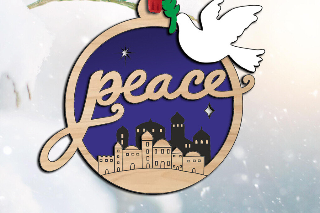 Σετ των 2 Intra απο ξύλο plywood 3mm-4mm πάχος – Silent Night Holy Night Christmas Δίασταση  20x20 cm INTRAFABR-109523596