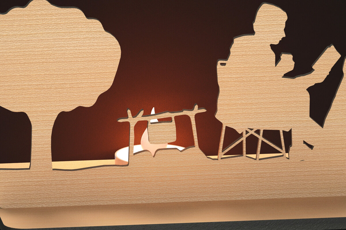 Σετ των 2 Intra απο ξύλο plywood 3mm-4mm πάχος – Silhouette Tealight Holder LaserFile Δίασταση  20x20 cm INTRAFABR-79448348