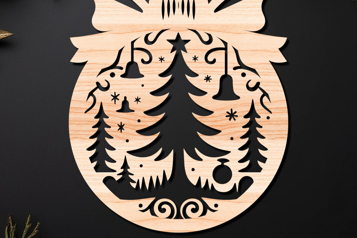 Σετ των 2 Intra απο ξύλο plywood 3mm-4mm πάχος – Απλή κοπή Χριστουγεννιάτικο στολίδι Δίασταση  20x20 cm INTRAFABR-110143668