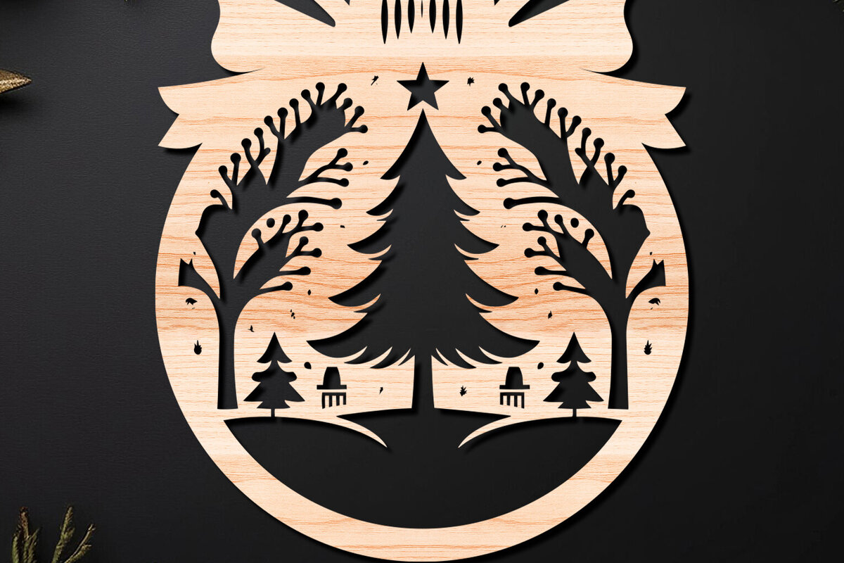 Σετ των 2 Intra απο ξύλο plywood 3mm-4mm πάχος – Απλή κοπή Χριστουγεννιάτικο στολίδι Δίασταση  20x20 cm INTRAFABR-110143685