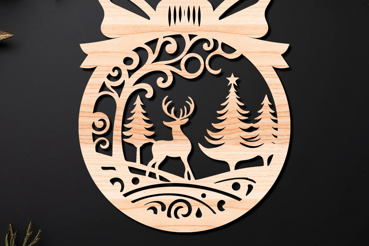 Σετ των 2 Intra απο ξύλο plywood 3mm-4mm πάχος – Απλή κοπή Χριστουγεννιάτικο στολίδι Δίασταση  20x20 cm INTRAFABR-110201230