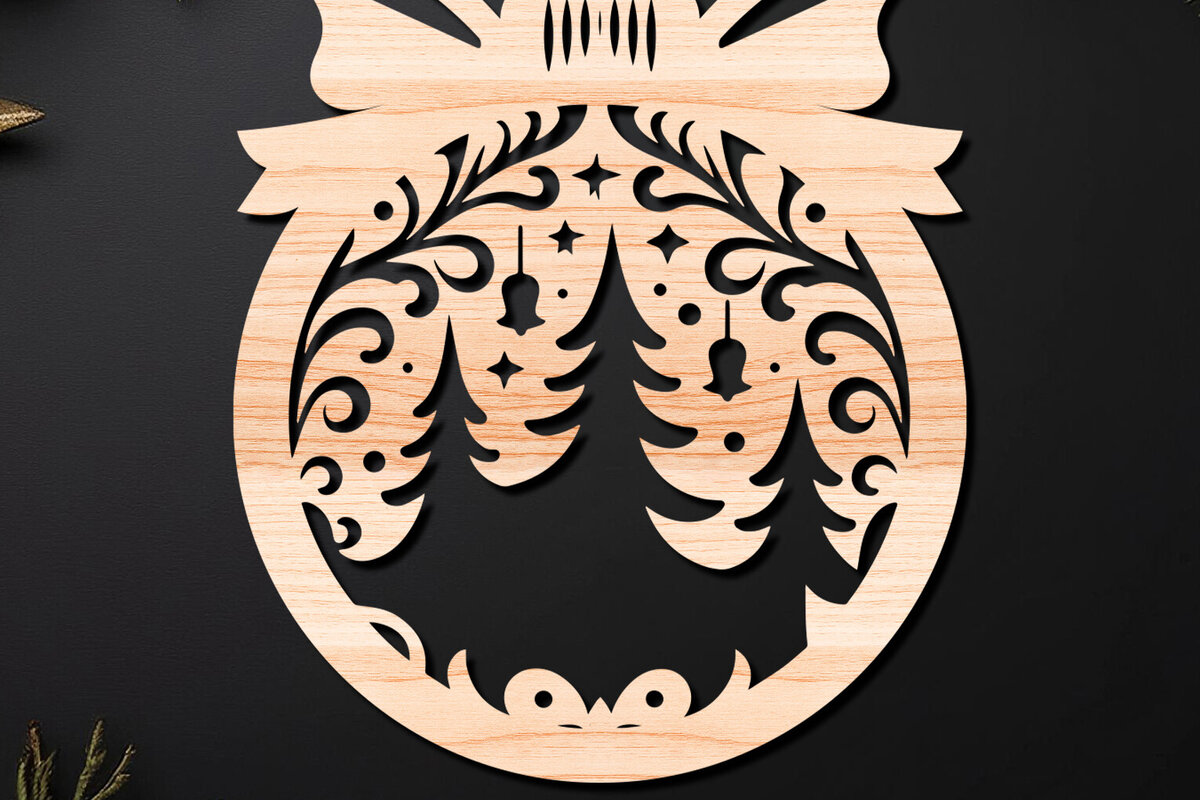 Σετ των 2 Intra απο ξύλο plywood 3mm-4mm πάχος – Απλή κοπή Χριστουγεννιάτικο στολίδι Δίασταση  20x20 cm INTRAFABR-110143740