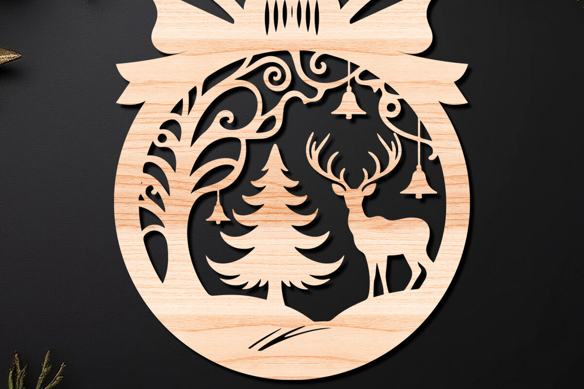 Σετ των 2 Intra απο ξύλο plywood 3mm-4mm πάχος – Απλή κοπή Χριστουγεννιάτικο στολίδι Δίασταση  20x20 cm INTRAFABR-110143743