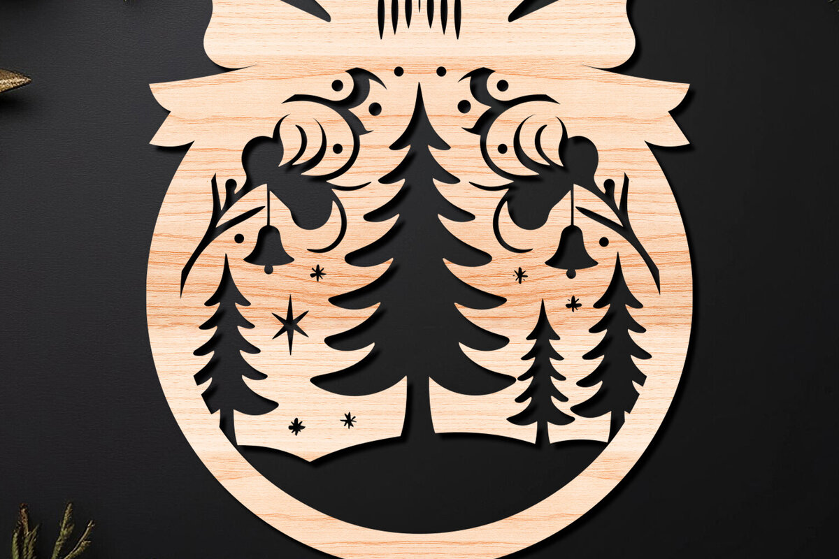 Σετ των 2 Intra απο ξύλο plywood 3mm-4mm πάχος – Απλή κοπή Χριστουγεννιάτικο στολίδι Δίασταση  20x20 cm INTRAFABR-110143590