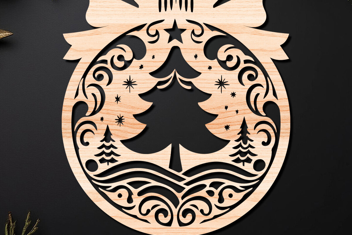 Σετ των 2 Intra απο ξύλο plywood 3mm-4mm πάχος – Απλή κοπή Χριστουγεννιάτικο στολίδι Δίασταση  20x20 cm INTRAFABR-110143609