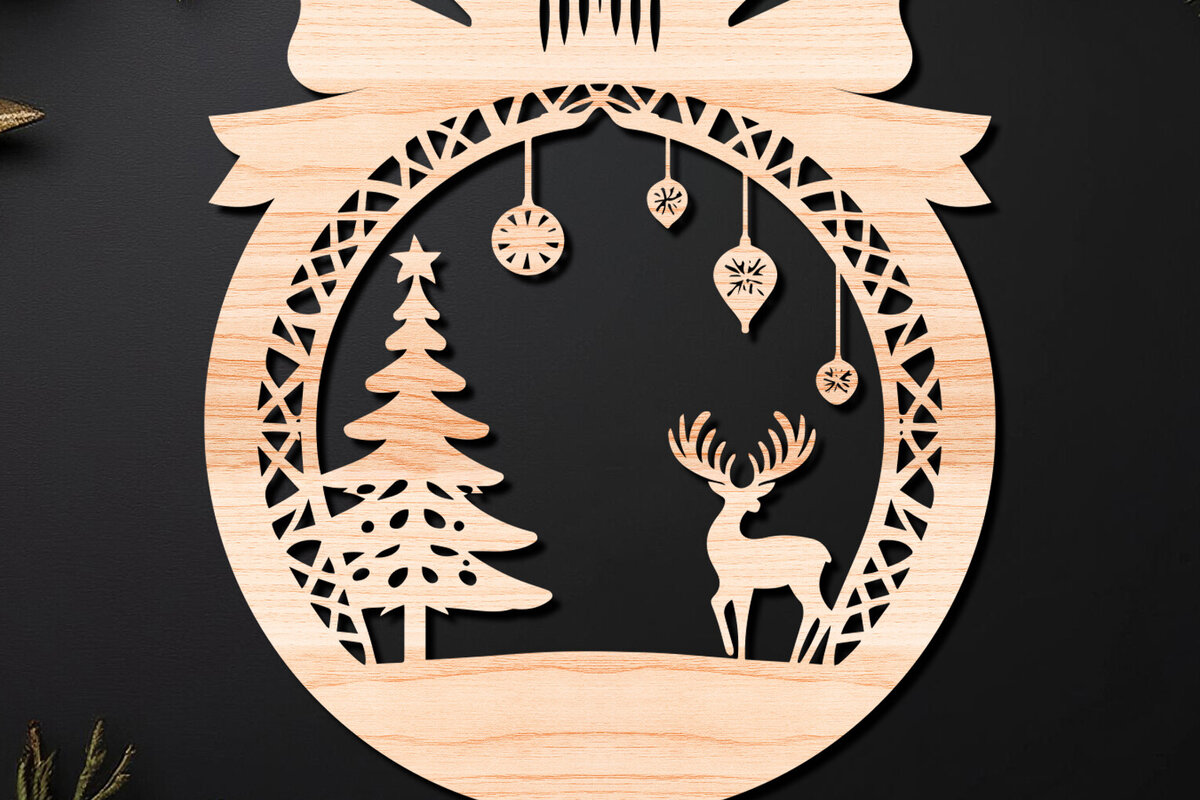 Σετ των 2 Intra απο ξύλο plywood 3mm-4mm πάχος – Απλή κοπή Χριστουγεννιάτικο στολίδι Δίασταση  20x20 cm INTRAFABR-110143608