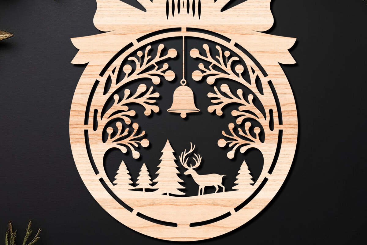 Σετ των 2 Intra απο ξύλο plywood 3mm-4mm πάχος – Απλή κοπή Χριστουγεννιάτικο στολίδι Δίασταση  20x20 cm INTRAFABR-110143611