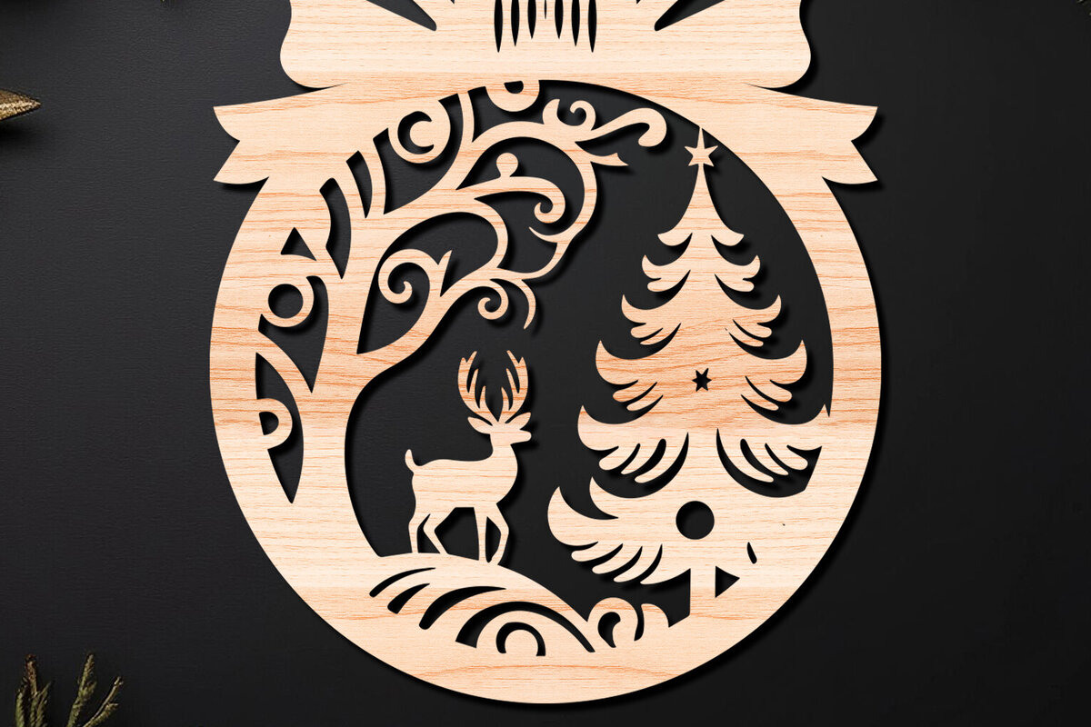 Σετ των 2 Intra απο ξύλο plywood 3mm-4mm πάχος – Απλή κοπή Χριστουγεννιάτικο στολίδι Δίασταση  20x20 cm INTRAFABR-110143641