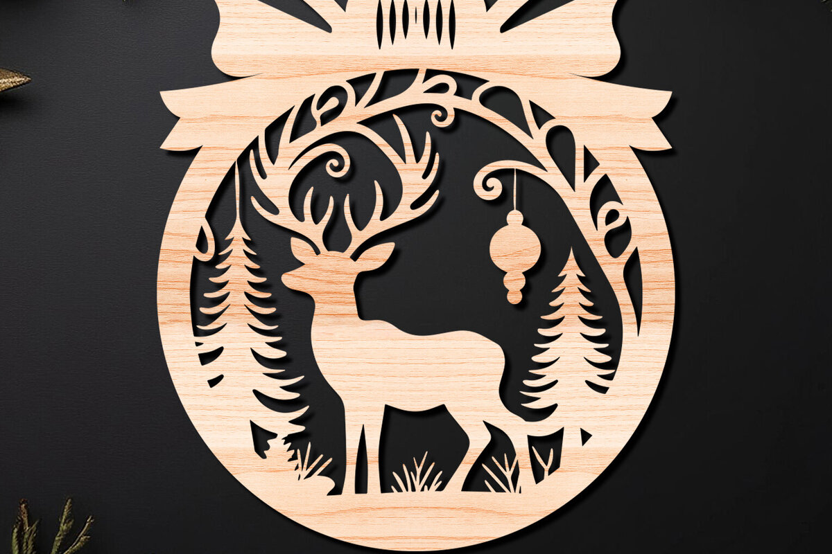 Σετ των 2 Intra απο ξύλο plywood 3mm-4mm πάχος – Απλή κοπή Χριστουγεννιάτικο στολίδι Δίασταση  20x20 cm INTRAFABR-110143659