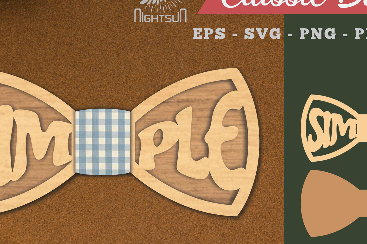 Σετ των 2 Intra απο ξύλο plywood 3mm-4mm πάχος – Απλό παπιγιόν κοπής με λέιζερ Δίασταση  20x20 cm INTRAFABR-112130694