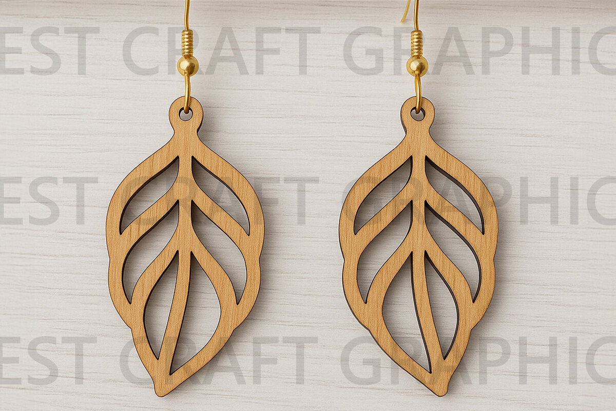 Σετ των 3 Intra απο ξύλο plywood 3mm-4mm πάχος – Σκουλαρίκια με απλά φύλλα Δίασταση  5x5 cm INTRAFABR-123755103