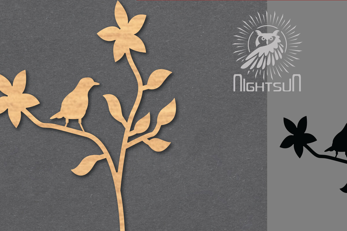 Σετ των 2 Intra απο ξύλο plywood 3mm-4mm πάχος – Διακόσμηση Single Bird1 Δίασταση  20x20 cm INTRAFABR-119764420