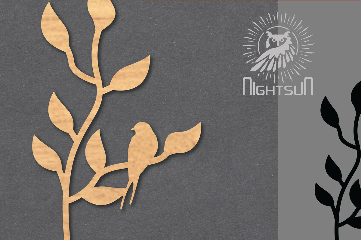 Σετ των 2 Intra απο ξύλο plywood 3mm-4mm πάχος – Διακόσμηση Single Bird2 Δίασταση  20x20 cm INTRAFABR-119764428