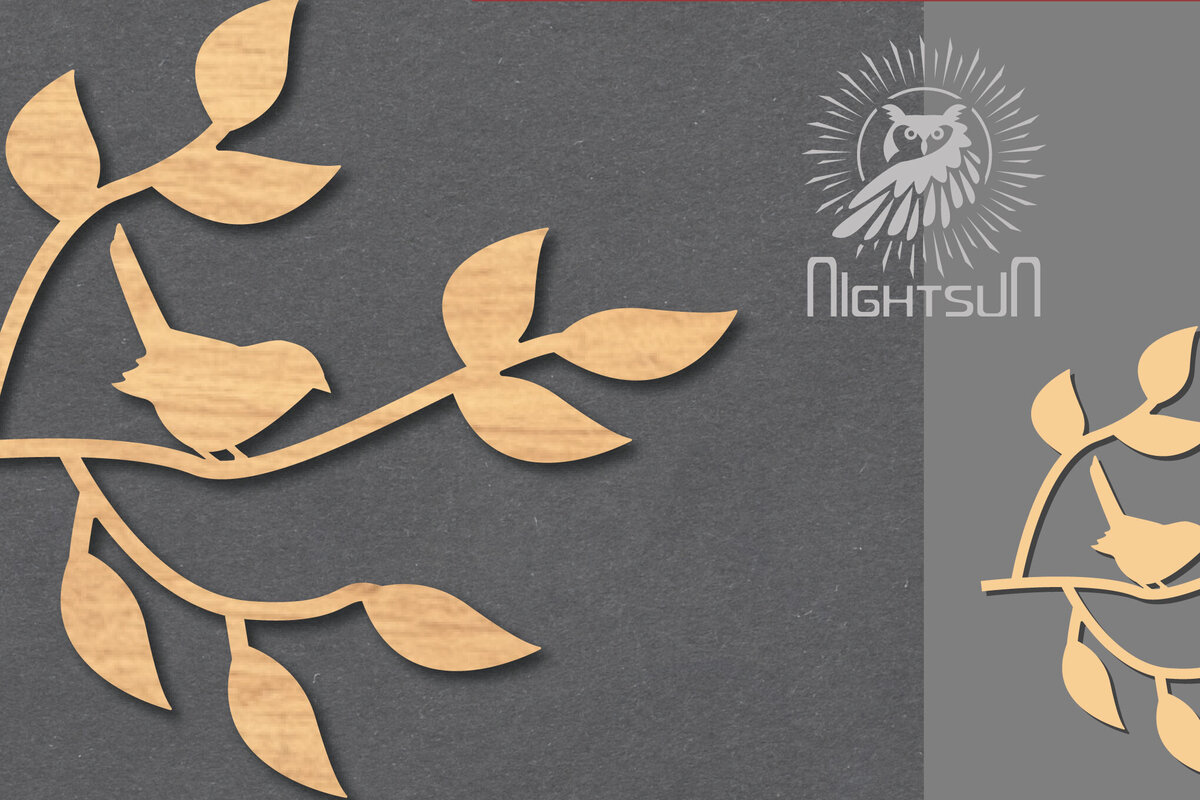 Σετ των 2 Intra απο ξύλο plywood 3mm-4mm πάχος – Διακόσμηση Single Bird2 Δίασταση  20x20 cm INTRAFABR-116549686