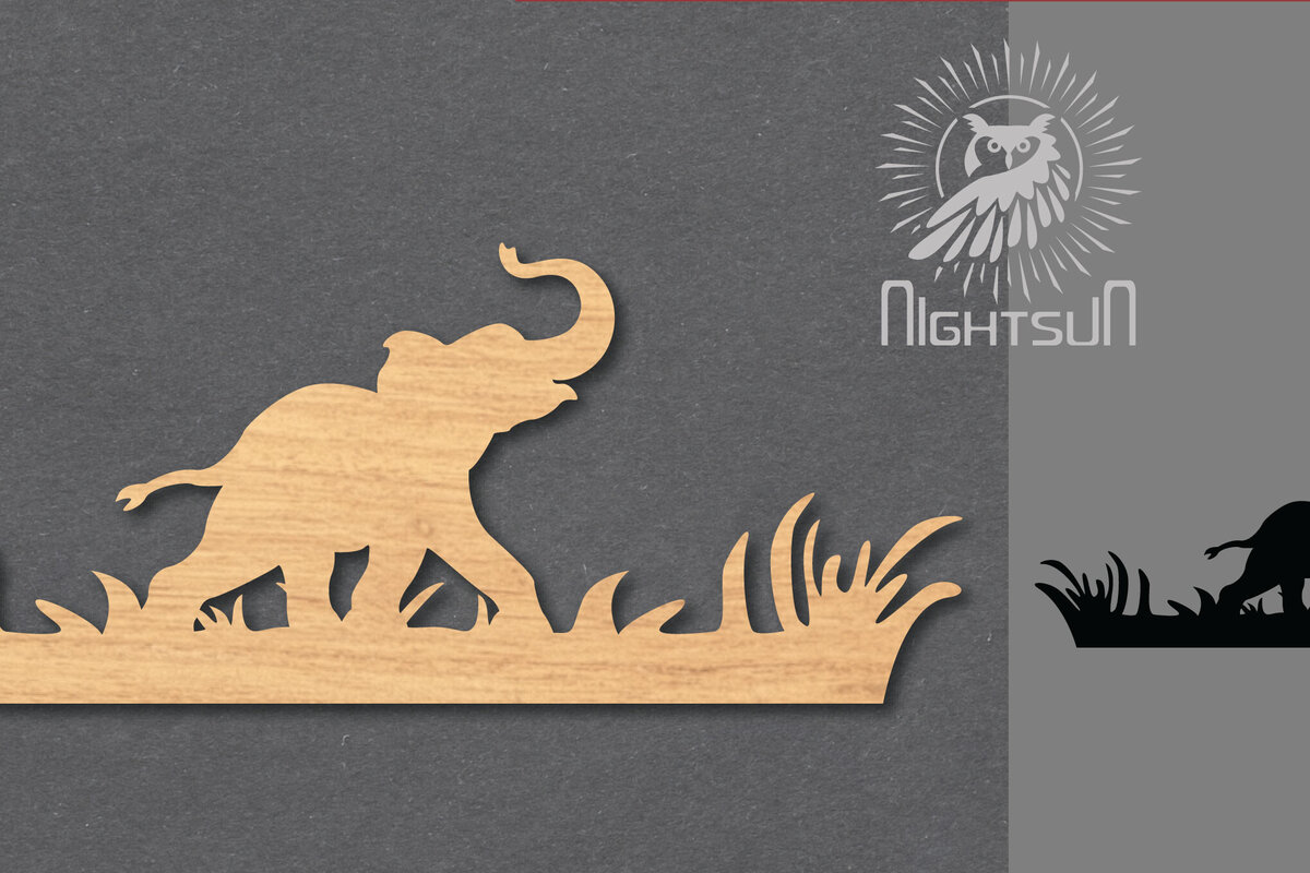 Σετ των 2 Intra απο ξύλο plywood 3mm-4mm πάχος – Διακόσμηση κοπής με λέιζερ μονής ελέφαντα 1 Δίασταση  20x20 cm INTRAFABR-119434835