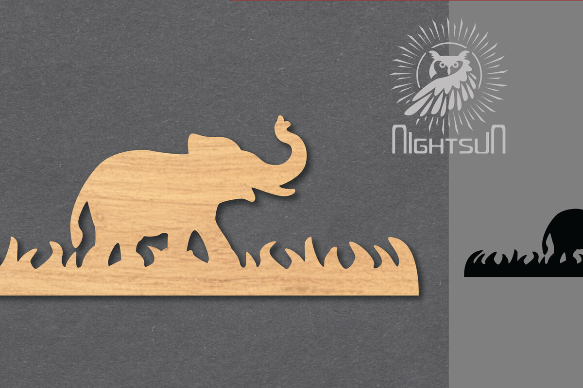 Σετ των 2 Intra απο ξύλο plywood 3mm-4mm πάχος – Διακόσμηση κοπής με λέιζερ μονής ελέφαντα 2 Δίασταση  20x20 cm INTRAFABR-119434902