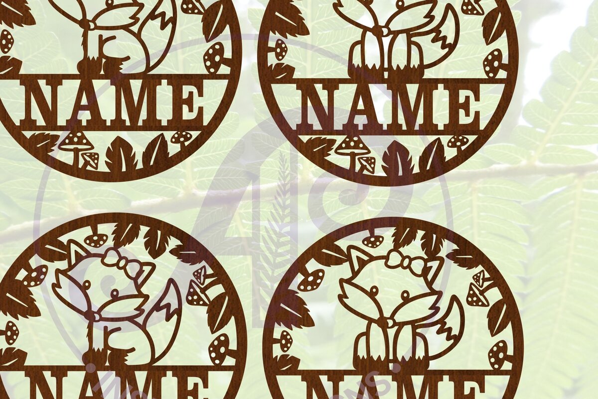 Intra απο ξύλο plywood 3mm-4mm πάχος – Single Fox Name Sign 4 Option Files Δίασταση  40x30 cm INTRAFABR-69906950