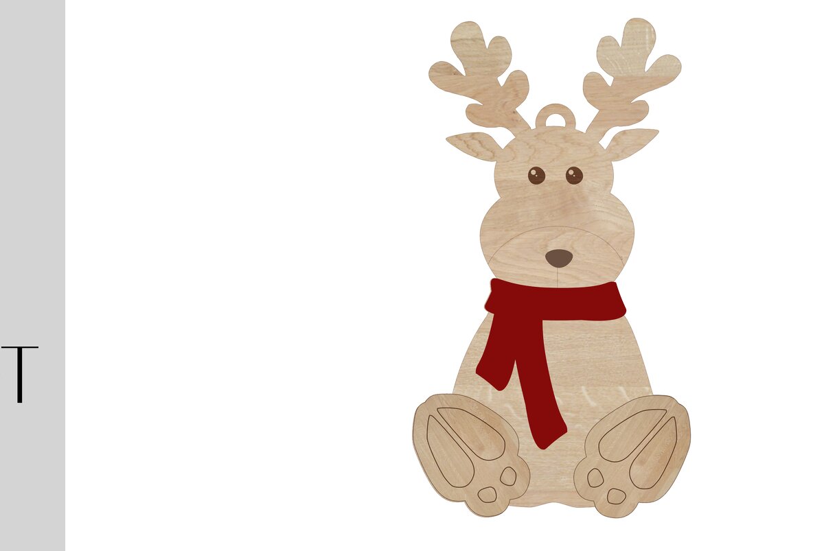 Σετ των 2 Intra απο ξύλο plywood 3mm-4mm πάχος – Στολίδι καθιστών ελαφιών Δίασταση  20x20 cm INTRAFABR-49938797